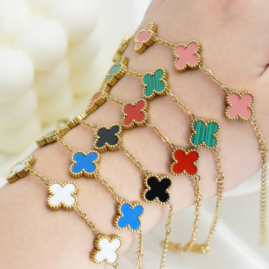 2X1 PULSERA TREBOL BAÑADA EN ORO 18K 🟡 - PARA LA FORTUNA Y EL EXITO🍀🤑